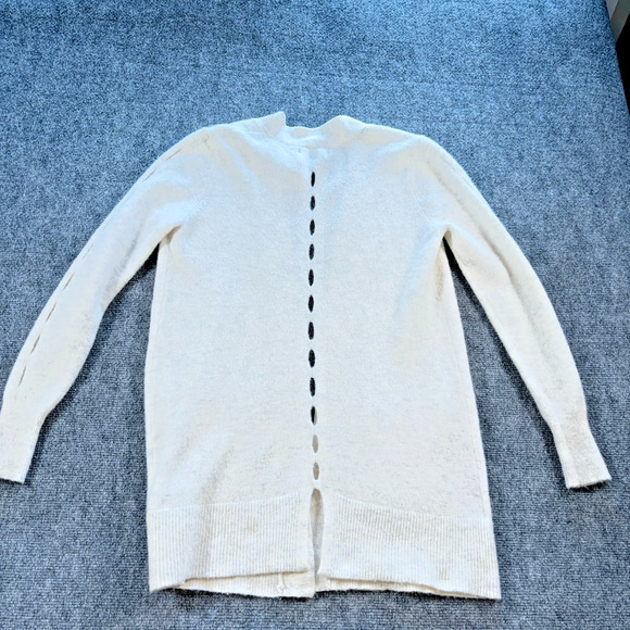 Banana Republic Wool Alpaca Blend Open Front Cardigan Sweater XS White Pockets - Picture 4 of 9
